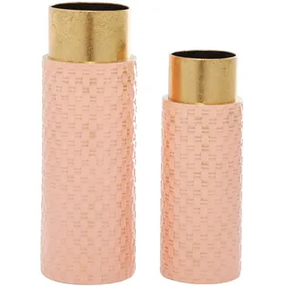 Deco 79 Contemporary Metal Vase, Eisen, Pink, 2 Pieces CONVENIENTLY Sized