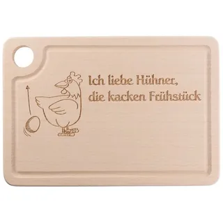 Spruchreif® Frühstücksbrett Holz-Schneidebrett mit Gravur und Griffloch, Brett mit Eierhalter