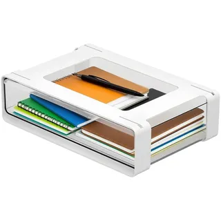 Untertisch Schublade Transparent zum Kleben 31×20×9 cm Schublade unter Schreibtisch selbstklebend Ausziehbare Aufbewahrungsbox Büro Küche Tisch Organizer Kunststoff Weiß