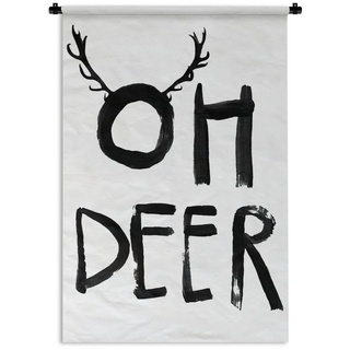 MuchoWow Wanddekoobjekt Zitate - Oh Deer - Weihnachten - Tiere - Geweih, Wanddeko für Wohnzimmer, Schlafzimmer, Kleid, Wandbehang, Kinderzimmer bunt
