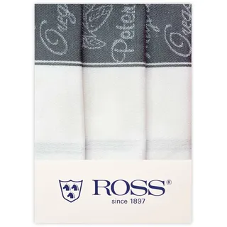 Ross 3er Pack Zwirn Halbleinen Geschirrtücher Kräuter 50x70 cm | silber - grau