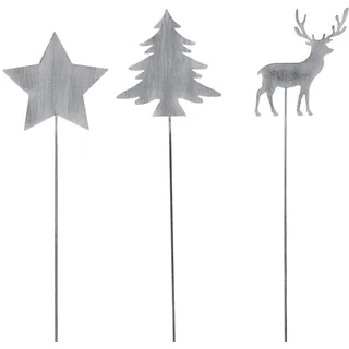 Pos weihnachtlicher Deko-Stecker Garten-Stecker 3 Motive Stern-Hirsch-Tanne Sortiert Preis für 3-er Set