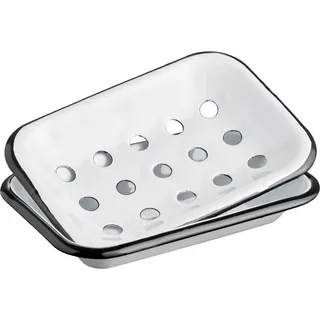 IB Laursen Seifenschale in 2 Teilen Emaille, weiss