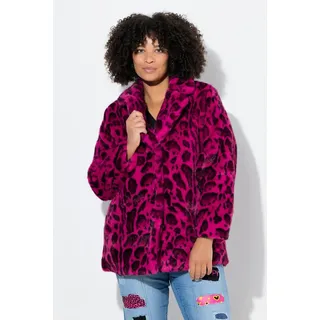 Angel of Style Outdoorjacke Plüschjacke Straight Fit Leomuster Knopfverschluss rosa 48