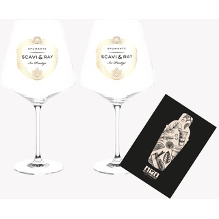 Scavi & Ray ICE Glas NEU 2er Set Gläser - 2x Ballonglas für Prosecco/Champagner/Wein ICE Gläser weiss mit 0,2L Eichung