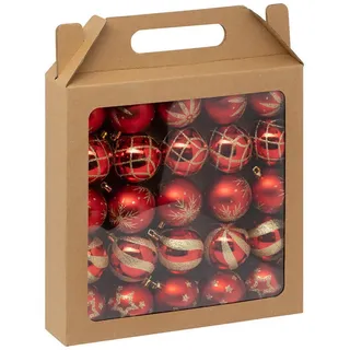 atmosphera createur d ́interieur Weihnachtskugeln, rot Kunststoff, 6x7.2x6 cm Dekoration, Weihnachtsdekoration, Weihnachtsbaumschmuck, Weihnachtskugeln