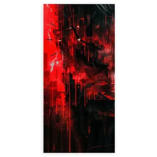 Primedeco Wanduhr Glasuhr Wandkunst Größe 30 x 60 cm mit Motiv Abstrakte Digital Kunst