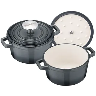 Berndes 2-tlg. Set (Servier-)Topf 14 cm, Gusseisen, grau/schwarz - b.iron