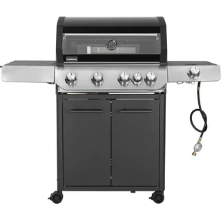Primaster Gasgrill Primaster Gasgrill Cody Powerzone &, Deckelthermometer Heckbrenner mit Rollen Seitenbrenner schwarz|silberfarben