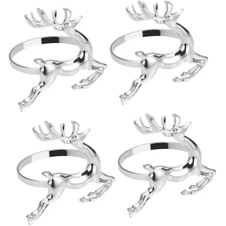 Serviettenringe aus Metall, 4 Stück, Silber, Tischdekoration | Hochzeiten und Bridal Showers, Schlicht Praktisch, Natürliche Serviettenwirkung, Traditionelle Eleganz