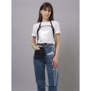 STM Company Kittelschürze Transparente Latzschürze mit Tasche, Friseurschürze, (für Friseure, Kosmetikerinnen, Küche), Arbeitskleidung & Berufsbekleidung schwarz