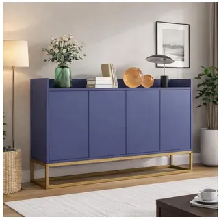 LuxusKollektion Sideboard Sideboard Schmal Beistellschrank Grifflos 120x30x80cm Blau (1 St) blau