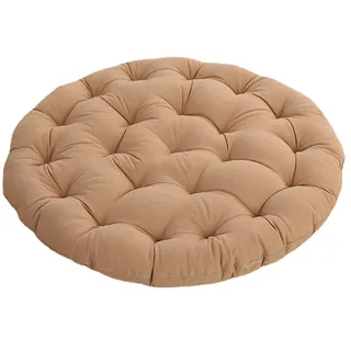 LZTENRETO Große Bodenkissen,Rund Leinen Futon-Kissen Japanischer Stil Getuftet Boden-Kissen Meditations-Kissen für das Sitzen auf dem Boden Fenster-Kissen für Yoga Sofa Balkon (Khaki,75x75x10cm)