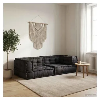 vidaXL Modular Sofa Baumwolle 2-Sitzer Schwarz