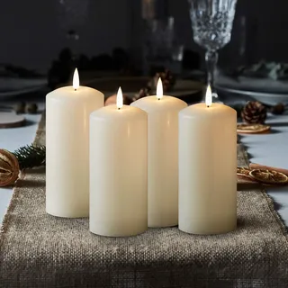 Lights4fun 4er Set TruGlow® LED Kerzen Adventskranz mit warmweißer LED Flamme 15cm batteriebetrieb
