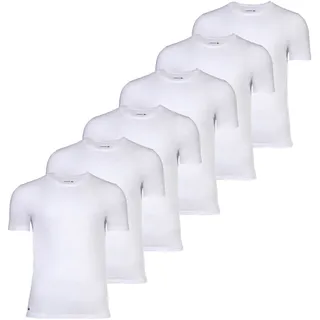 LACOSTE Herren T-Shirts, 6er Pack - Essentials, Rundhals, Slim Fit, Baumwolle, einfarbig Weiß L