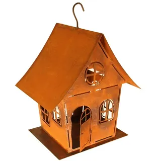 Edelrost Garten Deko Windlicht Vogelhaus Hexenhaus Gartendekoration Dekorieren rostige Dekoration Landhaus Kerzenhalter Vogelfutterhaus sehr massiv