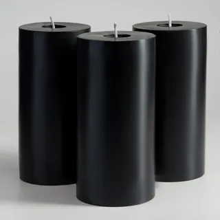 Memoward Stumpenkerzen Schwarz,Kerzen Groß 3er Set,Lange Brenndauer ca.75+ Std,Saubere Verbrennung,Unparfümiert,für Haushalt,Feiern und Gastronomie Deko,(7.5 x 15 cm-3er, Schwarz)