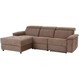 loft24 Sofa Tana - Couch Polstermöbel, 3-Sitzer Couch, Ecksofa Relaxfunktion, Wohnlandschaft modern braun