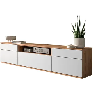 Venda Lowboard, Weiß, Buche, Kunststoff, 2 Fächer, 1 Schublade(n) Schubladen, 210x54x45 cm, individuell planbar, Beimöbel erhältlich, stehend, in verschiedenen Holzdekoren erhältlich, Wohnzimmer, Wohnwände, Lowboards, Lowboards stehend