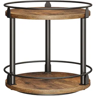 YATINEY Gewürzregal, 2-stufiger drehbarer Organizer Küchenregal, kreisdrehbares Gewürzregal Stehend, kompakter Gewürzhalter mit Drehscheibe, für Küchentheke, Esstisch, Vintagebraun und Schwarz XSR22BR