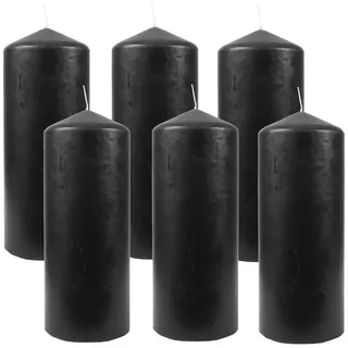 HS Candle Wachskerzen (6er Pack) Schwarz Stumpenkerzen Ø6cm x 13,5cm - Kerze in vielen Farben, Lange Brenndauer - Hergestellt in EU - Kerzen Blockkerzen