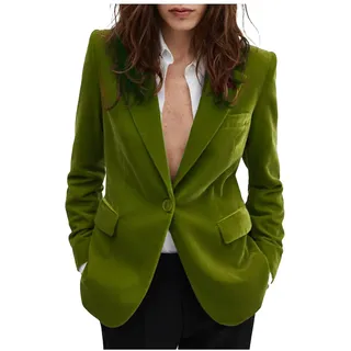 Damen Samtblazer, schmale Passform, Anzugjacke, Ein-Knopf-warmer Blazer für Winter, Hochzeit, Abschlussball, warmer Damenblazer - M