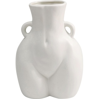 Kare Design Vase Donna, Weiß, Keramik Steingut glasiert, Unikat, handbemalt, Accessoire, Blumenvase, Dekovase, Vasenbehälter, 22cm