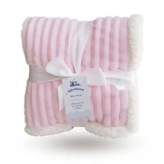 eYone Große Babydecke aus Sherpa-Fleece, für Kinderbett, Autositz, Kinderwagen (80 x 110 cm) (Rosa)