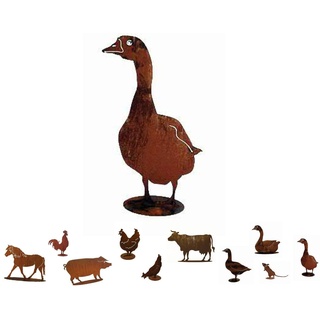 Gartenfigur Rost auf festem Stand – Hochwertig & Wetterfest - Metall Tierfigur - Edelrost Dekofigur/Tier Figur – Gartendeko/Dekoration (Gans - Höhe 60cm)