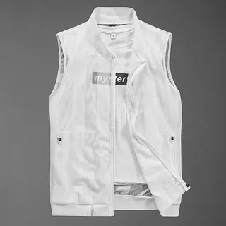 Herren Quick Dry Sommer Mesh Weste zum Angeln und Wandern mit Multi Pocket Design (XL Weiß)