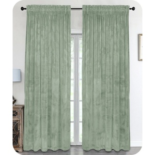 Beautex Verdunkelungsvorhang Samt Vorhang Kräuselband U-Band Gardine Velvet abdunkelnd, Hakenaufhängung (1 St), abdunkelnd grün 140 cm x 225 cm