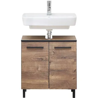 Pelipal Waschbeckenunterschrank Quickset 374 in Eiche Ribbeck quer Nachbildung, 60 cm breit | Waschbeckenschrank ohne Waschbecken mit 2 Türen