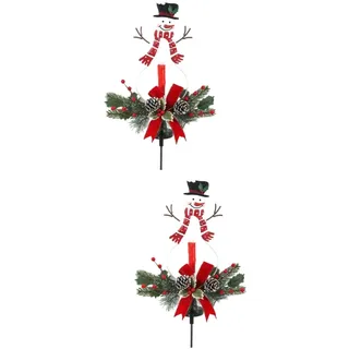 Uonlytech LED-Dekor 2 Stück Weihnachts-Schneemann-Außenschild Solarleuchten Weihnachtsdekoration Für Den Außenbereich -Rasenstecker -Gartenstecker Thema Licht