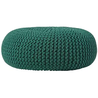 Homescapes Strick-Pouf, Waldgrün, Textil, Uni, Rund, 70x23x70 cm, Wohnzimmer, Hocker, Poufs