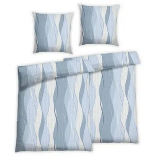 Florella Bettwäsche Veifa blau Soft-Touch Seersucker, 50% Baumwolle, 50% Viskose, Seersucker, 4 teilig, bügelfrei, mit Reißverschluss mit Metalschieber blau
