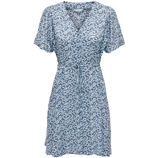 ONLY Damen ONLEVIDA S/S Short Dress WVN NOOS 15237382, Provincial Blue/Sadie Flower, M