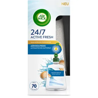 Air Wick Active Fresh – Starter Set – Aeorosolfreier, automatischer Lufterfrischer – Raumduft Meeresbrise – 228 ml Nachfüller + Gerät