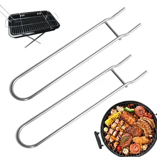 YALiya 2 Stück Grillrostheber Edelstahl, Grillrost Heber Zange | Grillrostheber Für Gussrost, Grillrost Heber Zange, Griff Für Edelstahl Grillplatte, Zum Gusseisen Edelstahlroste