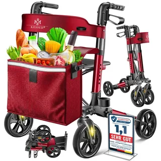 Kesser Leichtgewicht Rollator faltbar mit Sitz Rot