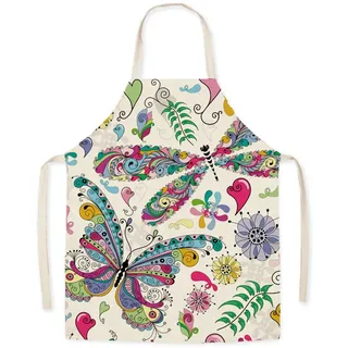 Eyands Kinderschürze zum Kochen und Backen - Niedliche Leinenmuster-Küchenschürze für Kinder zum Kochen und Malen, Gartenschürze - environ 45 x 56 cm