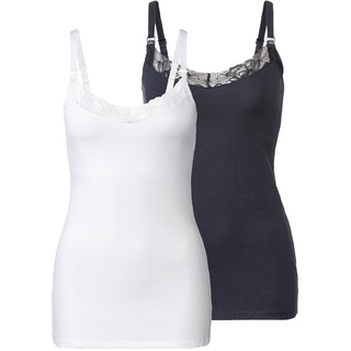 esmara® Damen Still Tops 2er (XS(32/34), marine/weiß)