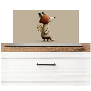 KitchenYeah Küchenrückwand Fuchs - Gelbe Blumen - Minimalistisch, (1-tlg), Rückwand Küche, Wandschutz, Deko, 70x30 cm 70 cm x 30 cm