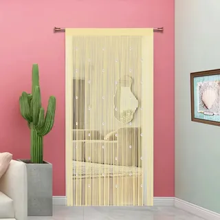 Perlenvorhang Für Türen Fliegenvorhang Insektenschutz Fliegentürvorhang Dekorative Gardine Balkontür Türvorhang Fliegen Vorhang Terrasse Türvorhänge Terrassentür Fadenvorhang (Beige 90x245cm(35x96"))