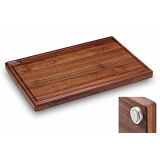 Schneidboard Nussbaum S+ - Design Schneidebrett Aus Holz mit Saftrille - Made in Germany - 45x29x3,8 cm