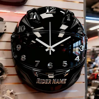 Certykllp Personalisierte Bikerhelm-Wanduhr, individuelle Rennhelmuhr, Wanddekoration, Uhren für Rennfahrer, Biker, Motorrad-Enthusiasten -6