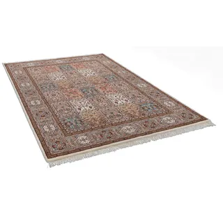 Orientteppich THEKO "Benares Bachtiari, handgeknüpft" Gr. 31, braun (braun, creme), B:90cm H:12mm L:160cm, Schurwolle, Teppiche, Fransenteppich, reine Wolle, mit Fransen, Wohnzimmer