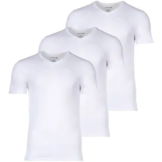 LACOSTE Herren T-Shirts, 3er Pack - Essentials, V-Ausschnitt, Slim Fit, Baumwolle, einfarbig Weiß S