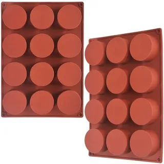 Zylinder-Silikonform - 2 Packungen mit je 12 Mulden - für Cake-Pops, Seife, Schokoladenkekse, Badebomben und Käsekuchen - Rund