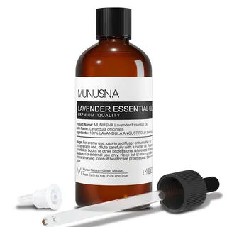 Lavendelöl 100ML, MUNUSNA Ätherisches Öl Lavendel Reines Natürlich, Ätherische Öle für Diffuser, Duftlampe, Bessere Erholung, Duftöl für Seife, Kerzen, Massage, Lavender Oil